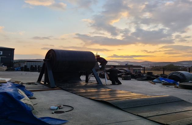 스틸코드 버켓엘리베이터 벨트 작업